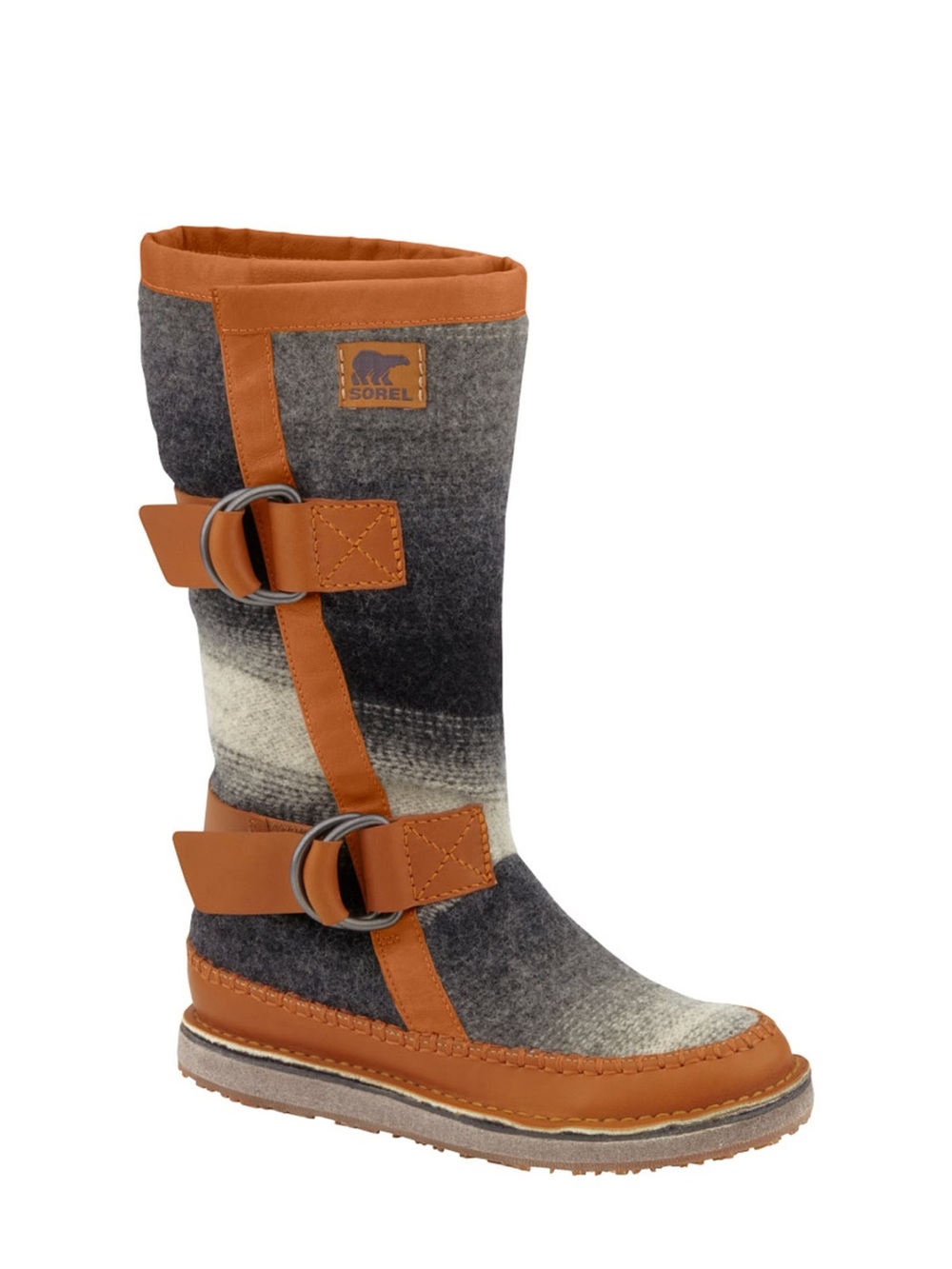 Sorel Chipahko Blanket Boot Plaid Wool Leather Grey Size 8